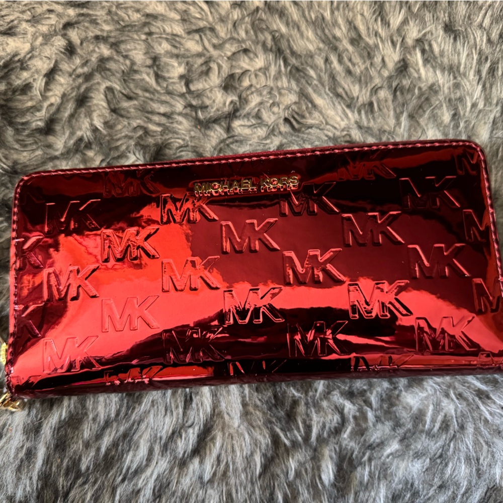Red Shiny Michael Kors Wallet / Clutch, NWT